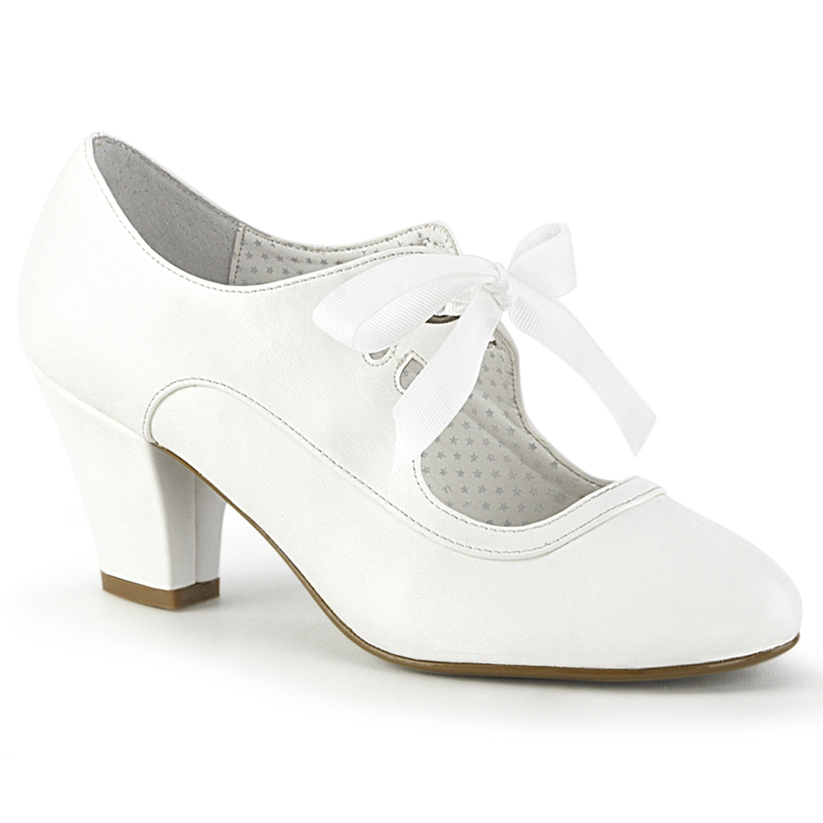 Pin Up Couture Zapatillas WIGGLE-32 cuero de falso blanco