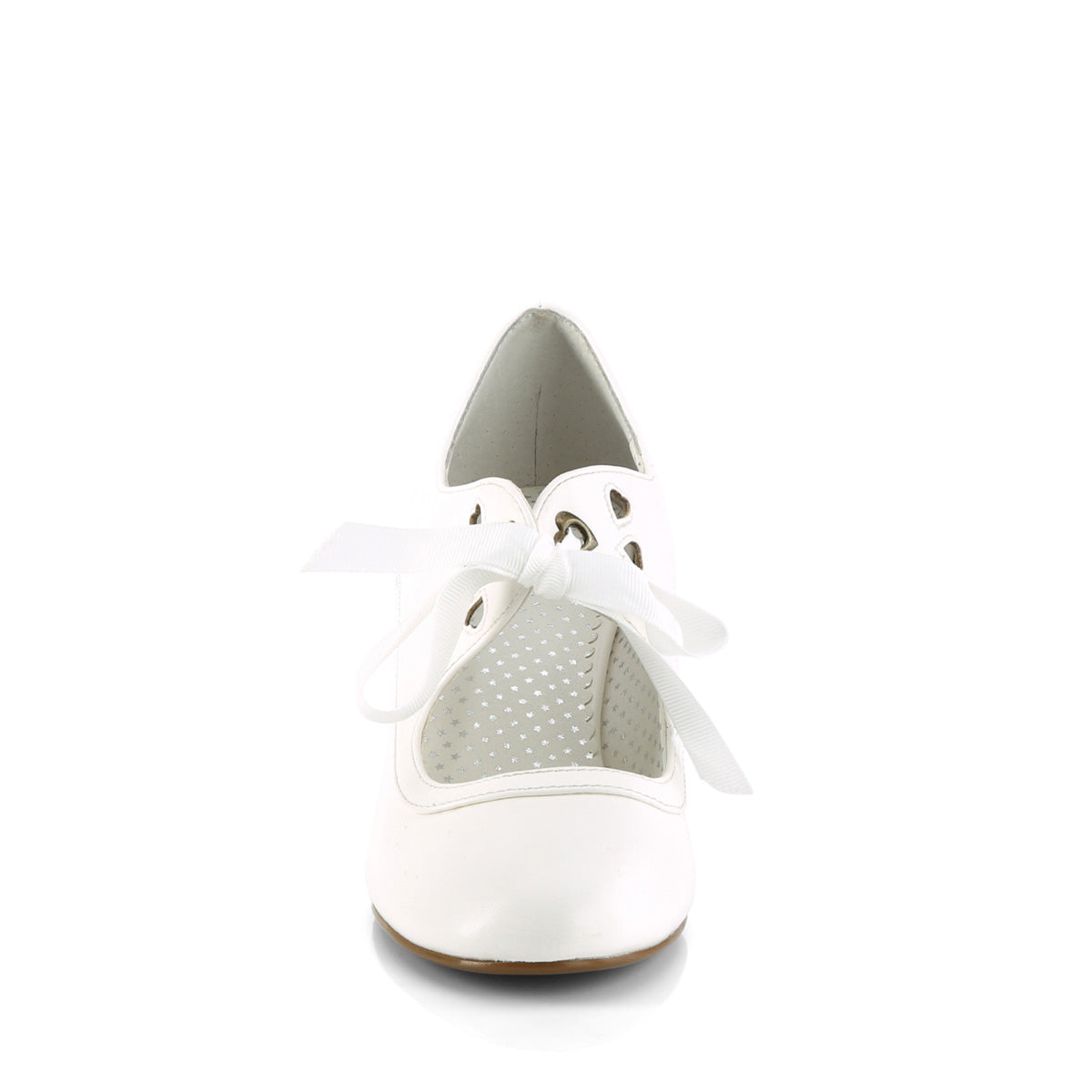 Pin Up Couture Zapatillas WIGGLE-32 cuero de falso blanco