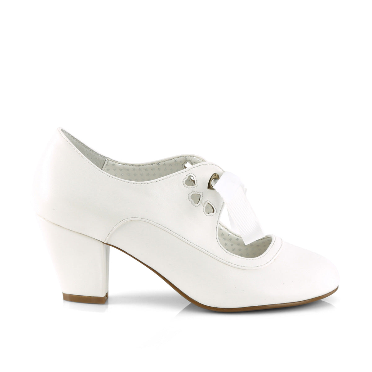 Pin Up Couture Zapatillas WIGGLE-32 cuero de falso blanco