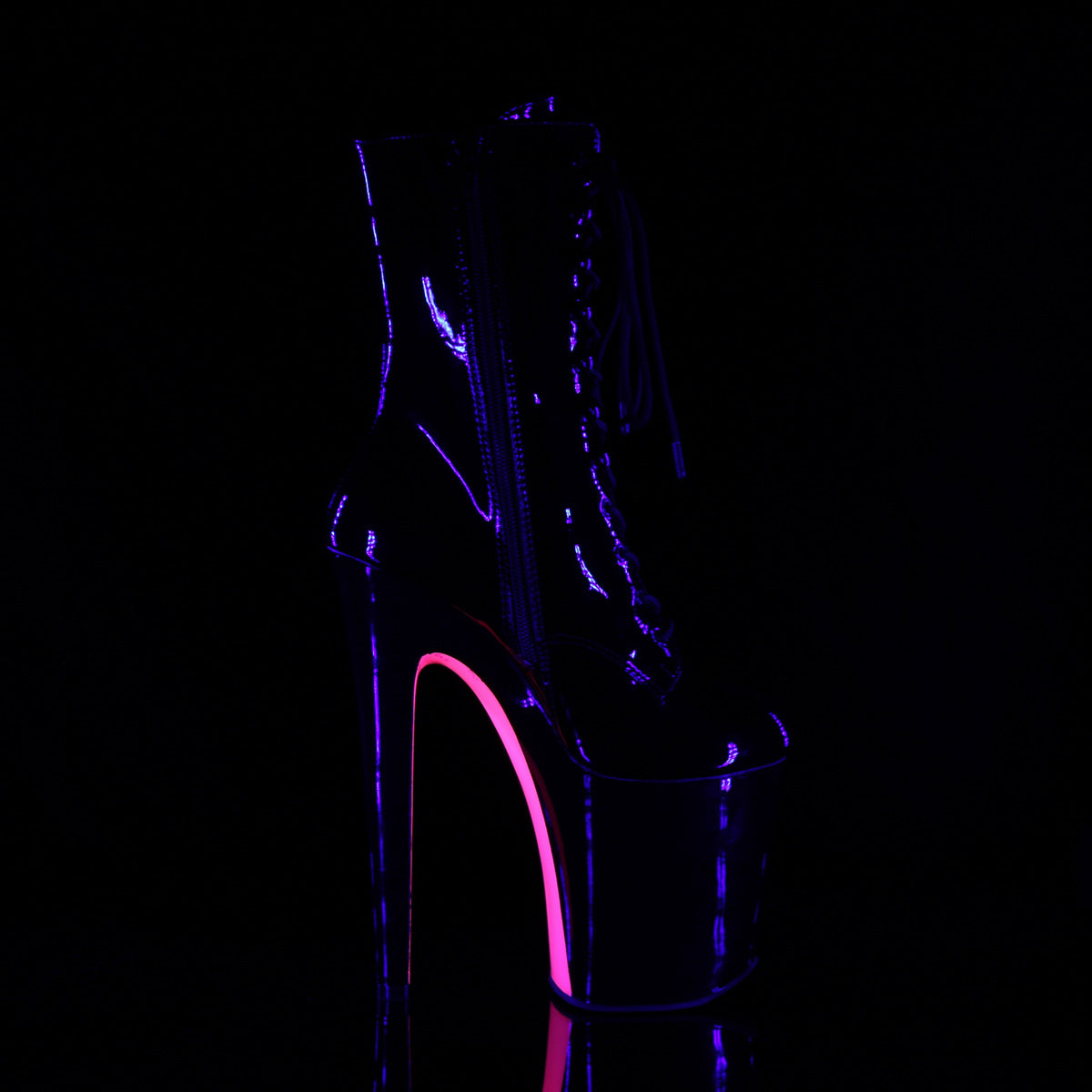 Pleaser Botas de tobillo para mujer XTREME-1020TT BLK PAT / BLK-NEON H. PINK