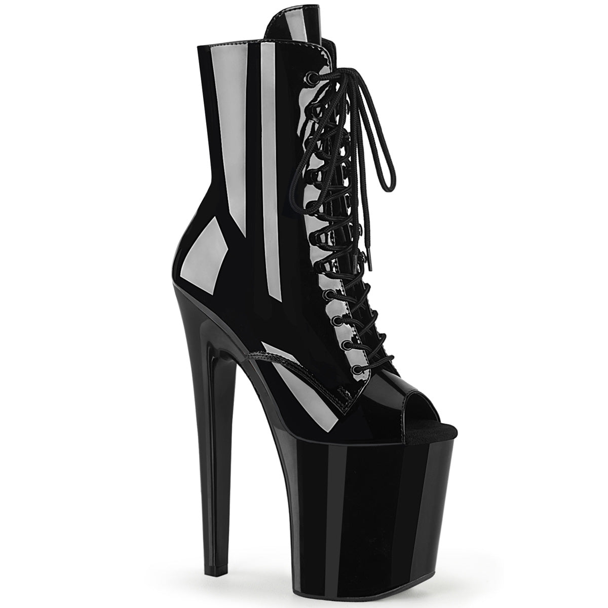 Pleaser Botas de tobillo para mujer XTREME-1021 BLK PAT / BLK