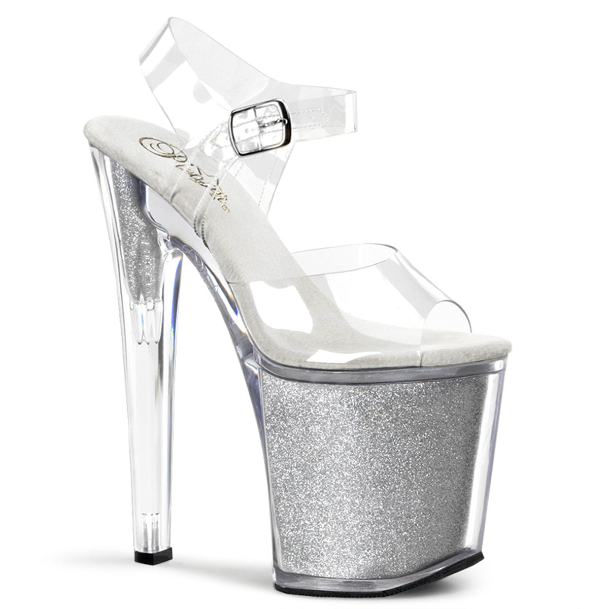 Pleaser Sandalias para mujer XTREME-808g clr / slv gltr