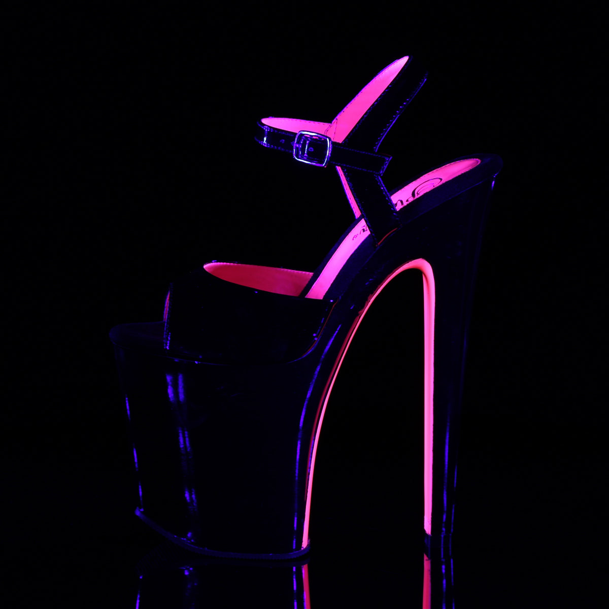 Pleaser Sandalias para mujer XTREME-809TT BLK PAT-NEON H. PINK / BLK