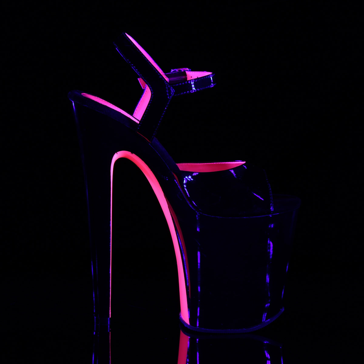 Pleaser Sandalias para mujer XTREME-809TT BLK PAT-NEON H. PINK / BLK