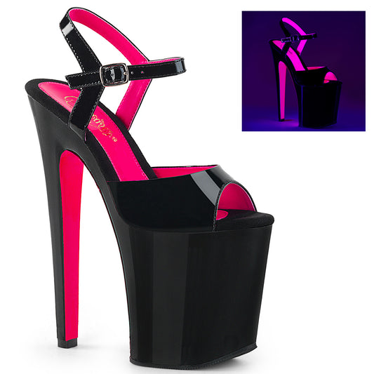 Pleaser Sandalias para mujer XTREME-809TT BLK PAT-NEON H. PINK / BLK