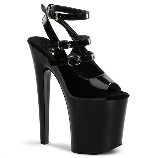 Pleaser Sandalias para mujer XTREME-873 BLK PAT / BLK