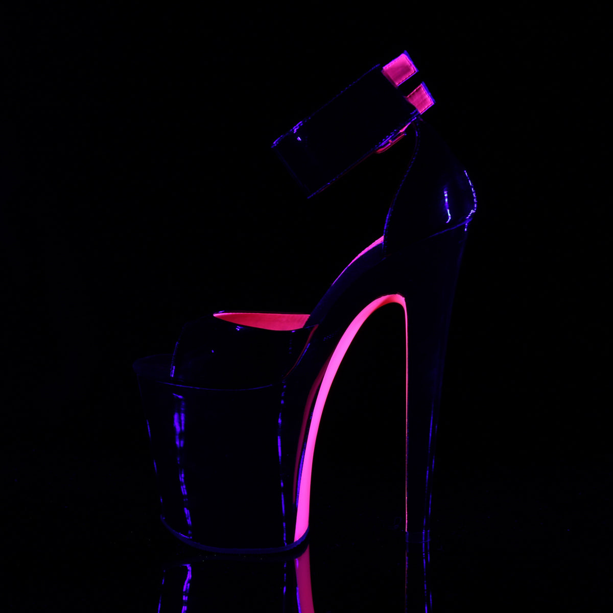 Pleaser Sandalias para mujer XTREME-875TT BLK PAT-NEON H. PINK / BLK