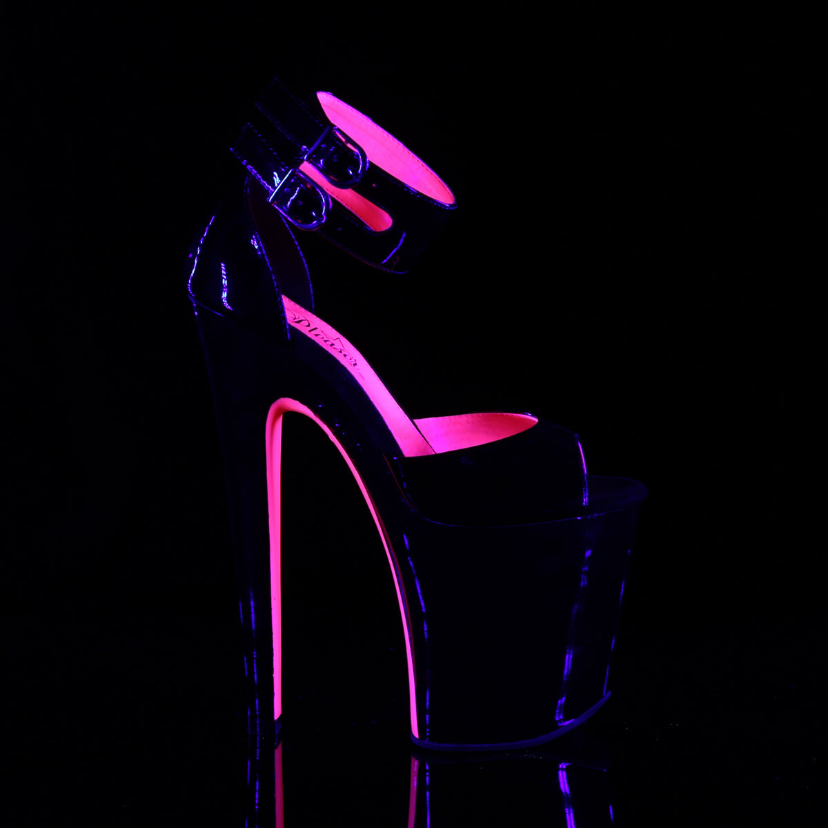 Pleaser Sandalias para mujer XTREME-875TT BLK PAT-NEON H. PINK / BLK