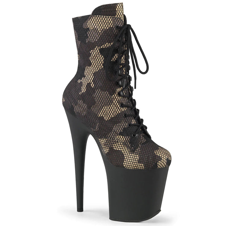Pleaser FLAMINGO-1020CM Green Camo-Mesh/Blk Matte