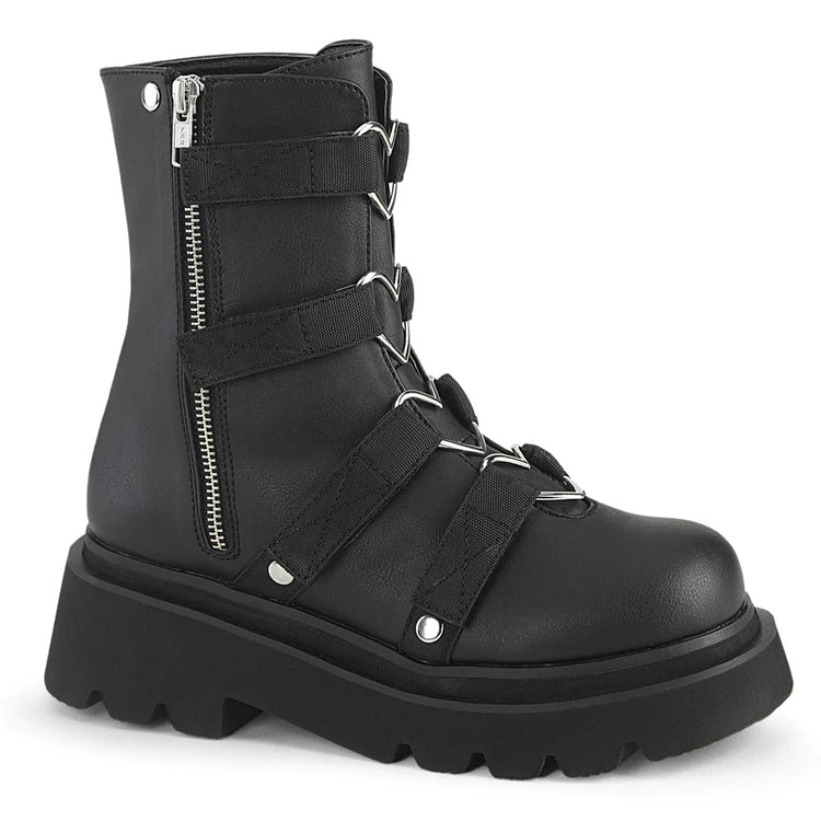 DemoniaCult Ankle Boots RENEGADE-50 Blk Vegan Leather-Nylon