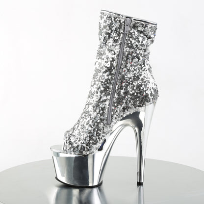 Pleaser Botas de tobillo para mujer ADORE-1008sq SLV Sexins / SLV Chrome