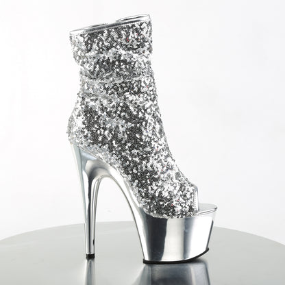 Pleaser Botas de tobillo para mujer ADORE-1008sq SLV Sexins / SLV Chrome