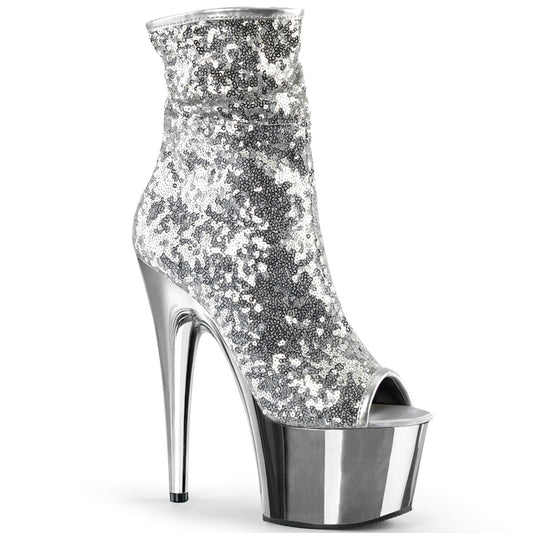 Pleaser Botas de tobillo para mujer ADORE-1008sq SLV Sexins / SLV Chrome