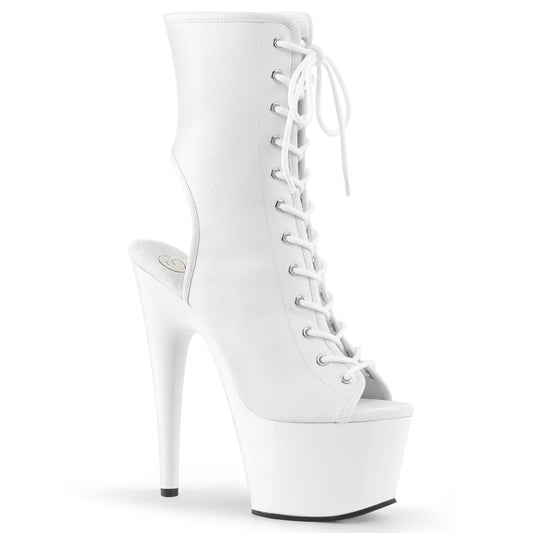 Pleaser Botas de tobillo para mujer ADORE-1016 WHT FAUX CUERO / WHT