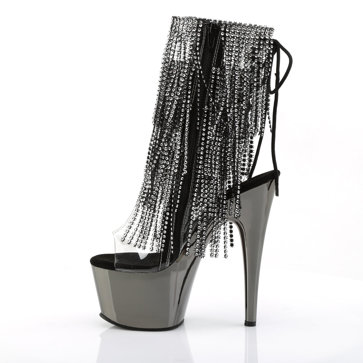Pleaser Womens Ankle Boots ADORE-1017RSF Clr-Blk/Dark Pewter Chrome