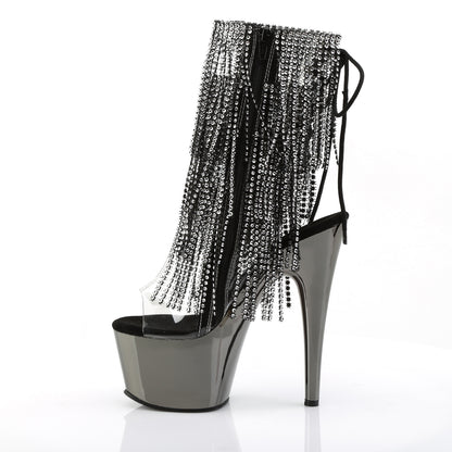 Pleaser Womens Ankle Boots ADORE-1017RSF Clr-Blk/Dark Pewter Chrome