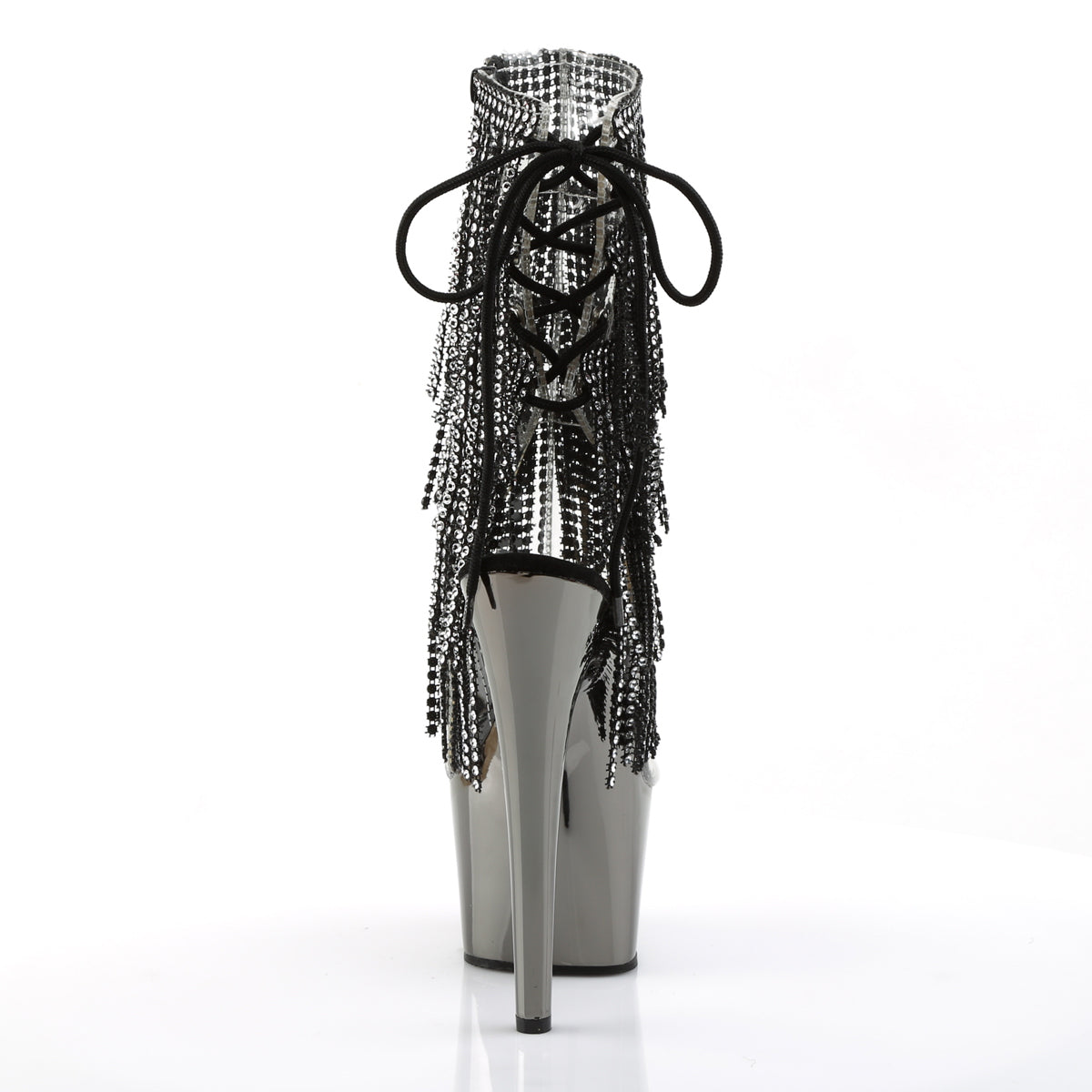 Pleaser Womens Ankle Boots ADORE-1017RSF Clr-Blk/Dark Pewter Chrome