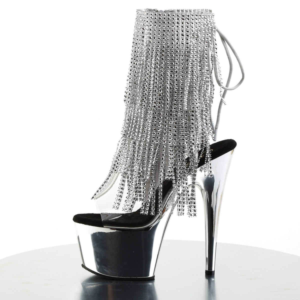 Pleaser Womens Ankle Boots ADORE-1017RSF Clr-Slv/Slv Chrome