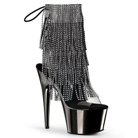 Pleaser Womens Ankle Boots ADORE-1017RSF Clr-Blk/Dark Pewter Chrome