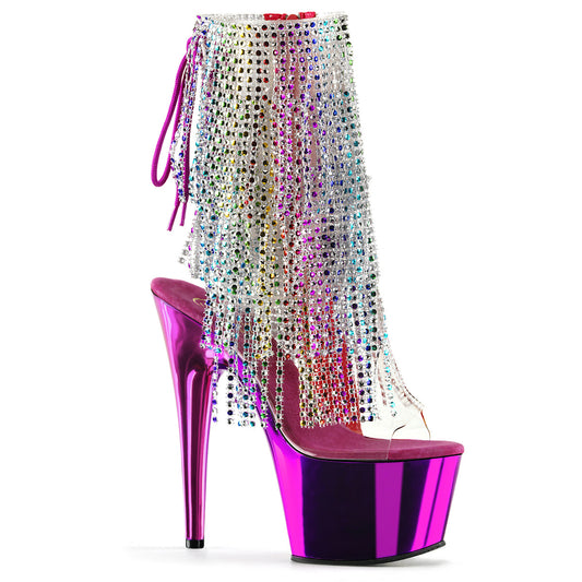 Pleaser Botas de tobillo para mujer ADORE-1017RSF CLR-MULTI / FUCHSIA Chrome
