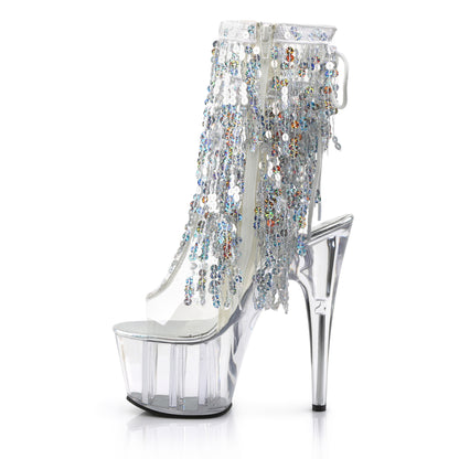 Pleaser Womens Ankle Boots ADORE-1017SQF Clr-Slv Holo/Clr