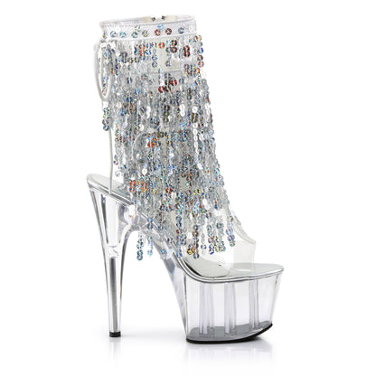 Pleaser Womens Ankle Boots ADORE-1017SQF Clr-Slv Holo/Clr