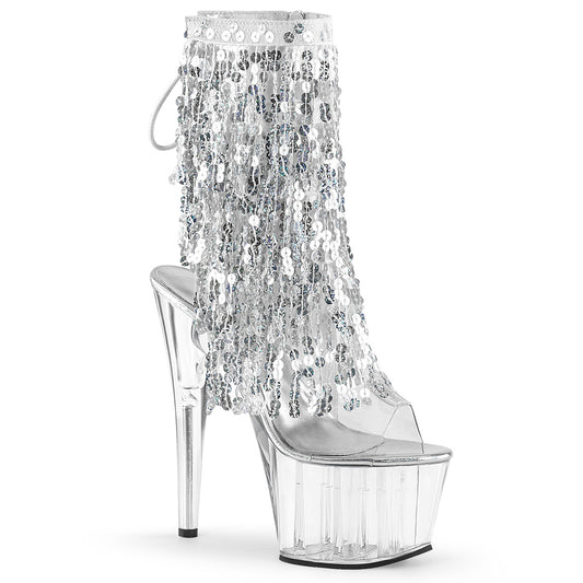 Pleaser Womens Ankle Boots ADORE-1017SQF Clr-Slv Holo/Clr