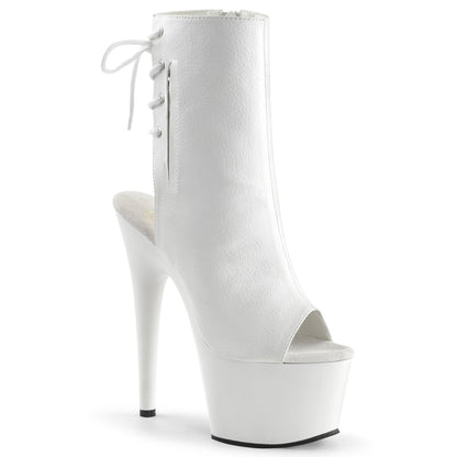 Pleaser Botas de tobillo para mujer ADORE-1018 Wht Faux Cuero / WHT