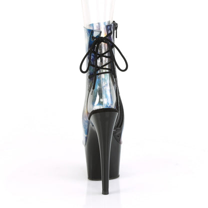 Pleaser Womens Ankle Boots ADORE-1018C-COSMOS Blue-Purple TPU/Blk