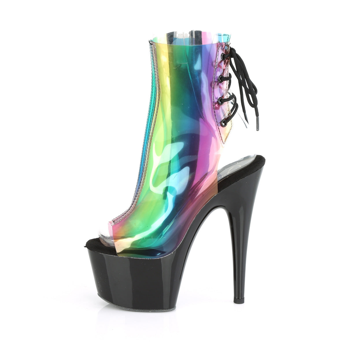 Pleaser Botas de tobillo para mujer ADORE-1018c-rb Rainbow PVC / BLK