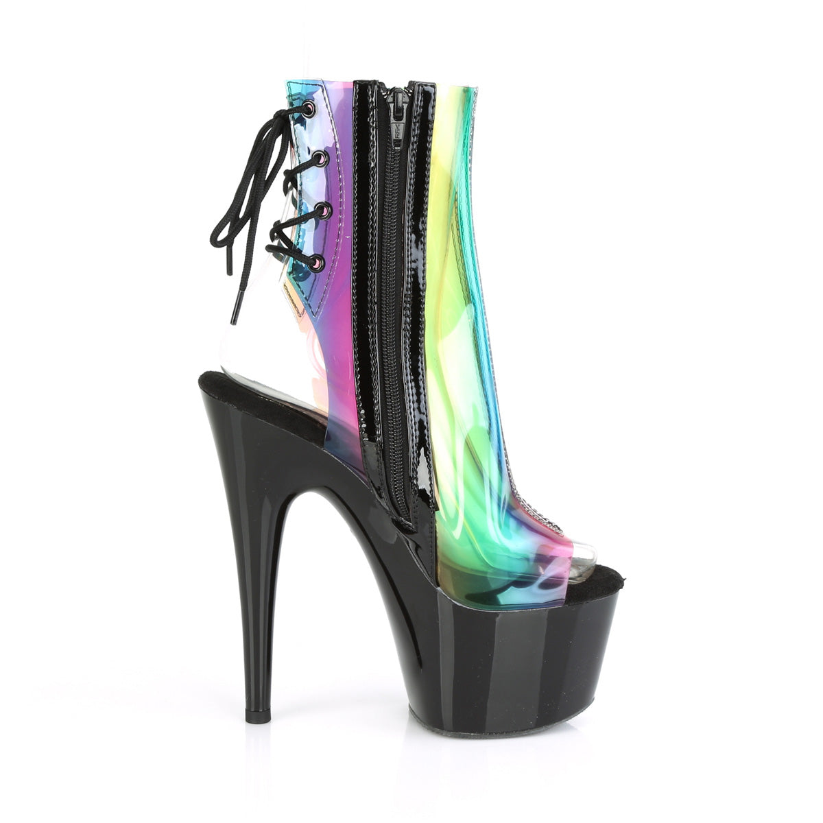 Pleaser Botas de tobillo para mujer ADORE-1018c-rb Rainbow PVC / BLK