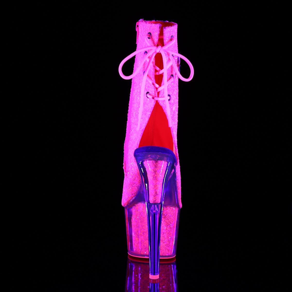 Pleaser Botas de tobillo para mujer ADORE-1018g Neon Pink Glitter / Neon Pink Brillo