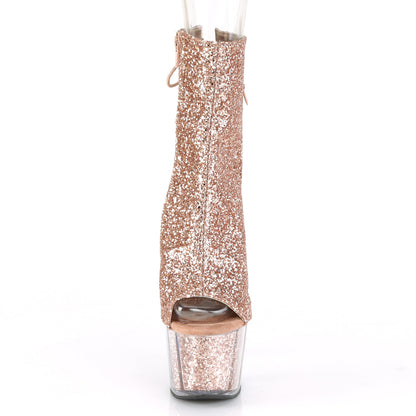 Pleaser Botas de tobillo para mujer ADORE-1018g Rose Gold Glitter / Gold Gold Glitter