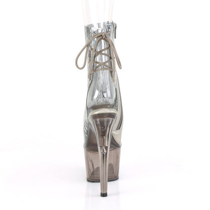 Pleaser Botas de tobillo para mujer ADORE-1018HCT CLR-SLV Holograma TPU / Smoke tinted