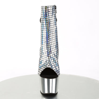Pleaser Botas de tobillo para mujer ADORE-1018msc SLV Hologram / SLV Chrome