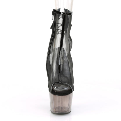 Pleaser Botas de tobillo para mujer ADORE-1018msht blk pat-malla / humo tintado