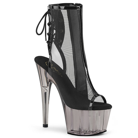 Pleaser Botas de tobillo para mujer ADORE-1018msht blk pat-malla / humo tintado