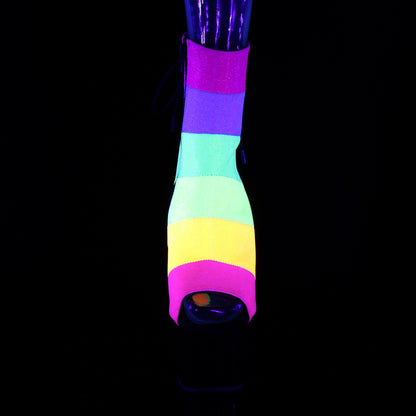 Pleaser Womens Ankle Boots ADORE-1018RBG Rainbow Multi Glitter/Blk