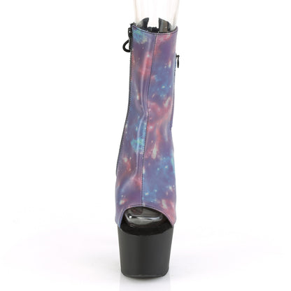 Pleaser Womens Ankle Boots ADORE-1018REFL Purple-Blue Reflective/Blk Matte