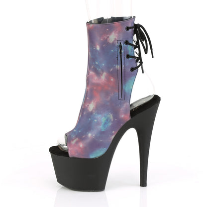 Pleaser Womens Ankle Boots ADORE-1018REFL Purple-Blue Reflective/Blk Matte