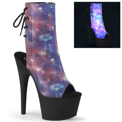 Pleaser Womens Ankle Boots ADORE-1018REFL Purple-Blue Reflective/Blk Matte