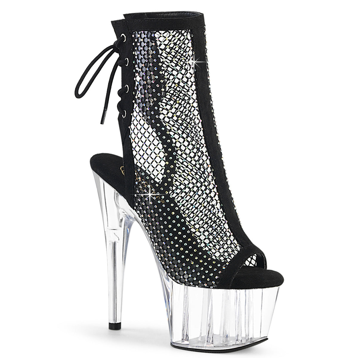 Pleaser  Botines ADORE-1018RM BLK Faux Suede-RS Mesh/CLR