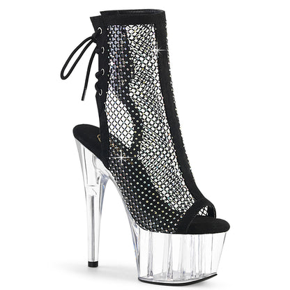 Pleaser  Botines ADORE-1018RM BLK Faux Suede-RS Mesh/CLR
