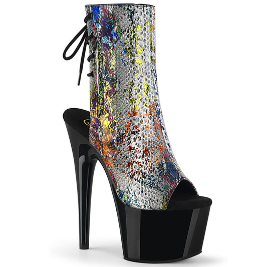 Pleaser Botas de tobillo para mujer ADORE-1018SP Impresión de serpientes multicolor / BLK