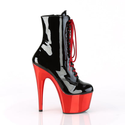 Pleaser Womens Ankle Boots ADORE-1020 Blk Pat/Red Chrome