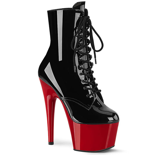 Pleaser Botas de tobillo para mujer ADORE-1020 BLK PAT / RED