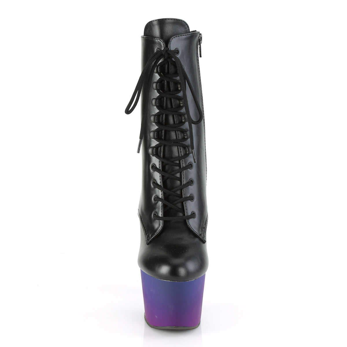 Pleaser Botas de tobillo para mujer ADORE-1020bp Blk Faux Cuero / Blue-Purple Ombre