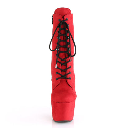 Pleaser Botas de tobillo para mujer ADORE-1020FS Red Faux Suda / Red Faux Suede