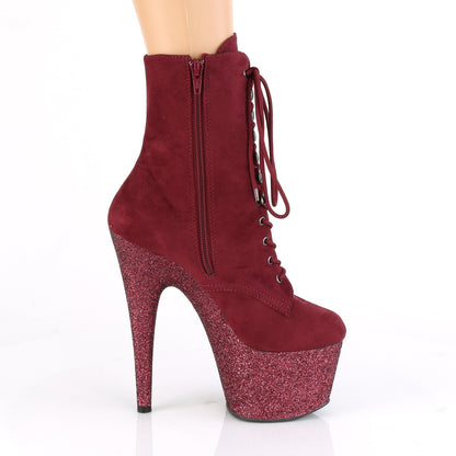 Pleaser Womens Ankle Boots ADORE-1020FSMG Burgundy F. Suede/Burgundy Multi Mini Gltr