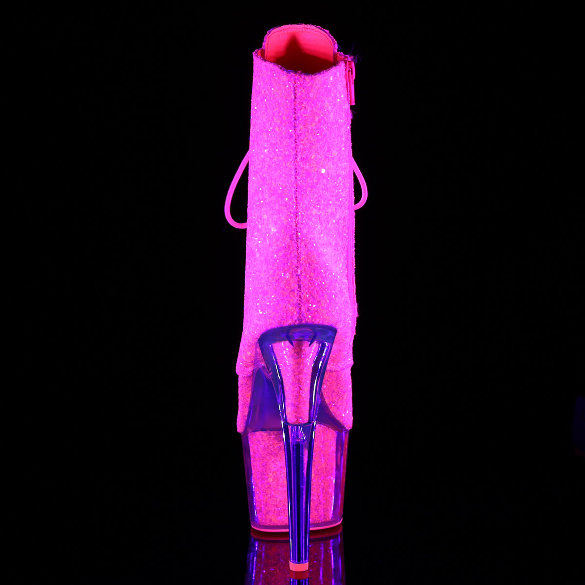 Pleaser Womens Ankle Boots ADORE-1020G Neon Pink Glitter/Neon Pink Glitter